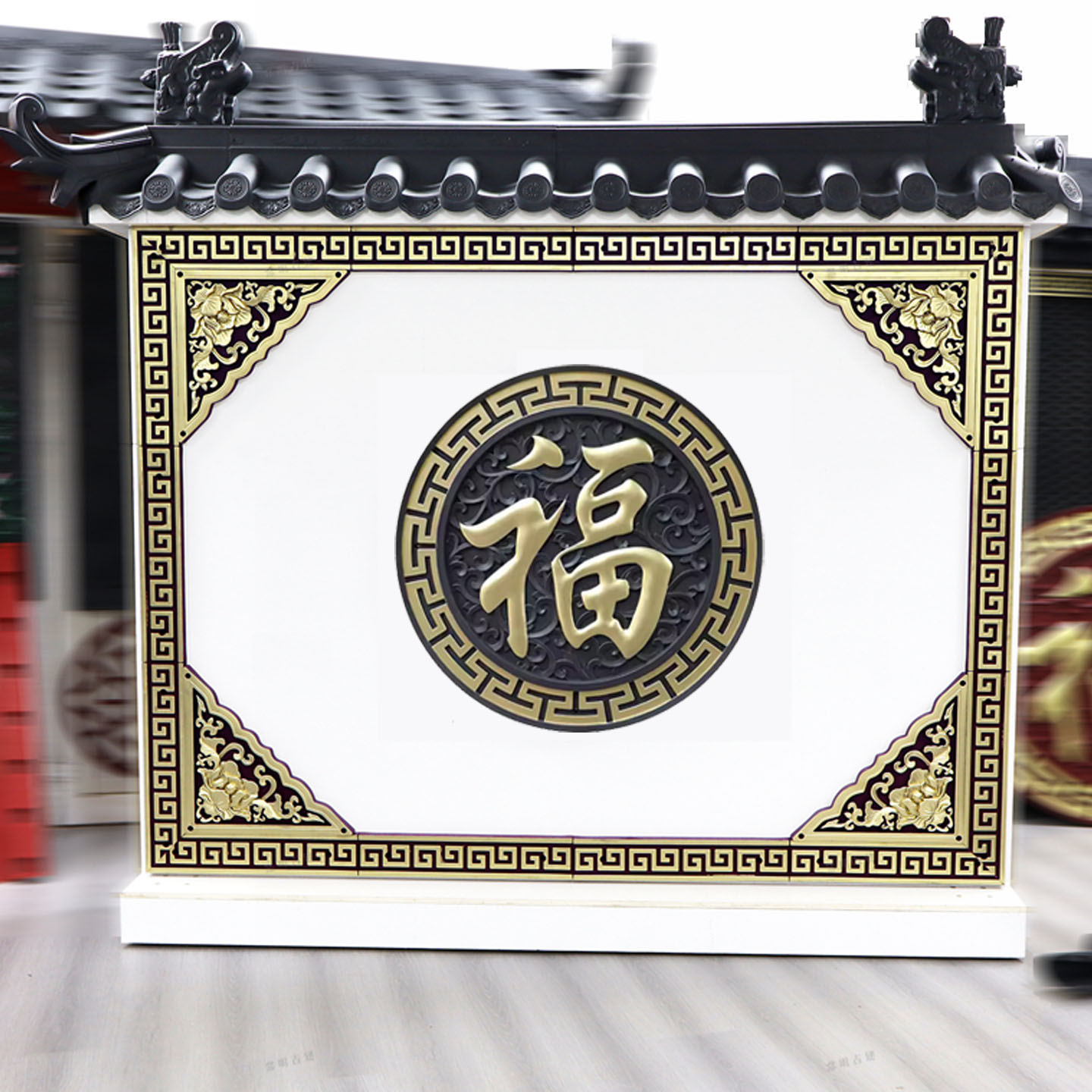 塑料大福字影壁墙仿砖雕中式庭院