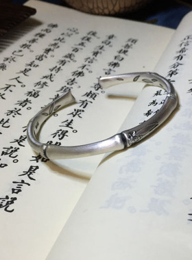开口复古纯银手镯