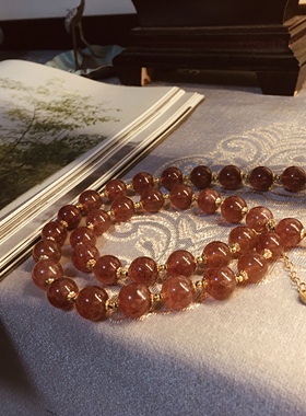 |▋一朵时光|▋推荐天然老料苏丹红草莓晶项链端庄大气『浔花涧』