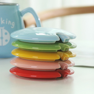 圆形通用马克杯盖子陶瓷玻璃盖 木质原木竹盖子配件 杯盖木盖环保