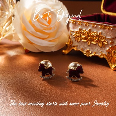 【柏荼】铜  时尚轻奢 BSE1846贝珠耳环