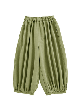 MINIKIDO/防蚊裤男童夏薄款牛油果绿2026新款轻薄儿童纯色灯笼裤