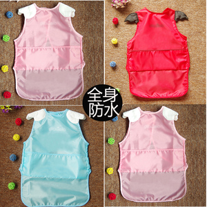 天使翅膀防水吃饭衣宝宝罩衣儿童反穿衣围兜速干透气无袖1-2-3-4