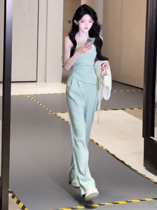 欧货辣妹时尚套装女夏季吊带背心上衣高腰垂感阔腿裤显瘦两件套潮