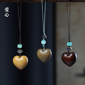 绿檀木雕刻爱心可爱钥匙扣檀香木手机挂件吊坠摆件男女款 链包饰品