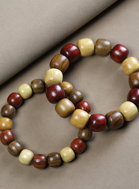 多宝珠素款三色单圈檀木佛珠手串