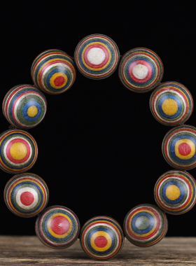 男女款彩虹木个性佛珠手串