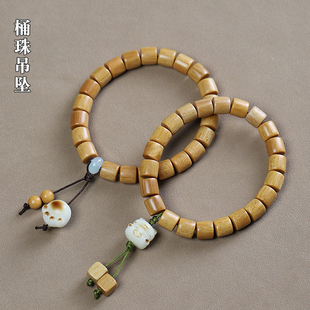 檀香木佛珠手串单圈桶珠念珠男女文玩手链木珠炭烧猫爪配饰创意