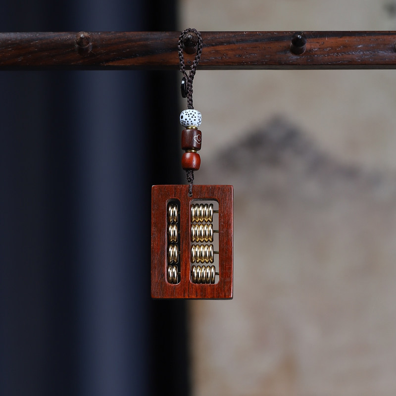 紫檀木高档如意小算盘钥匙扣挂件复古吊坠饰品文玩手把件厂家批发