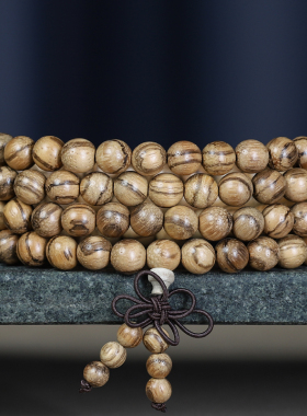 越南沉香手链虎皮纹108佛珠手串
