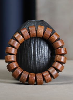 印尼金星紫檀药片珠手串