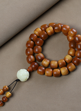 太行崖柏陈化料手持高油老型念珠12mm佛珠男女士文玩莲花吊坠配饰