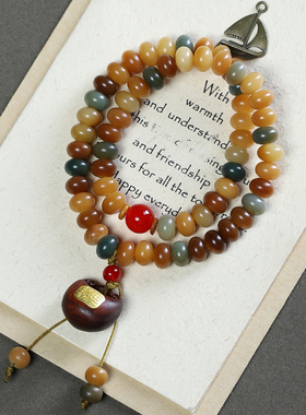 敦煌色系菩提算盘珠双圈手链手持