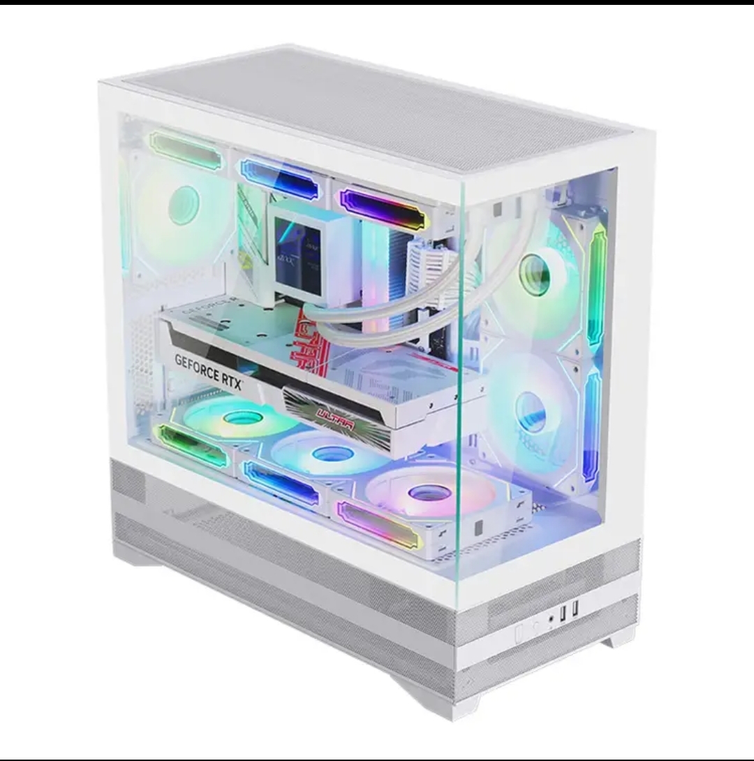 先马小惊鸿2 白色MATX海景房游戏电脑主机箱360水冷9风扇位长显卡