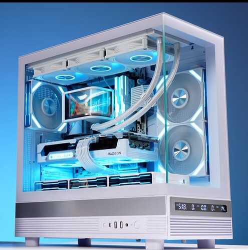 先马小惊鸿屏显版 白色MATX海景房游戏电脑机箱 硬件状态显示