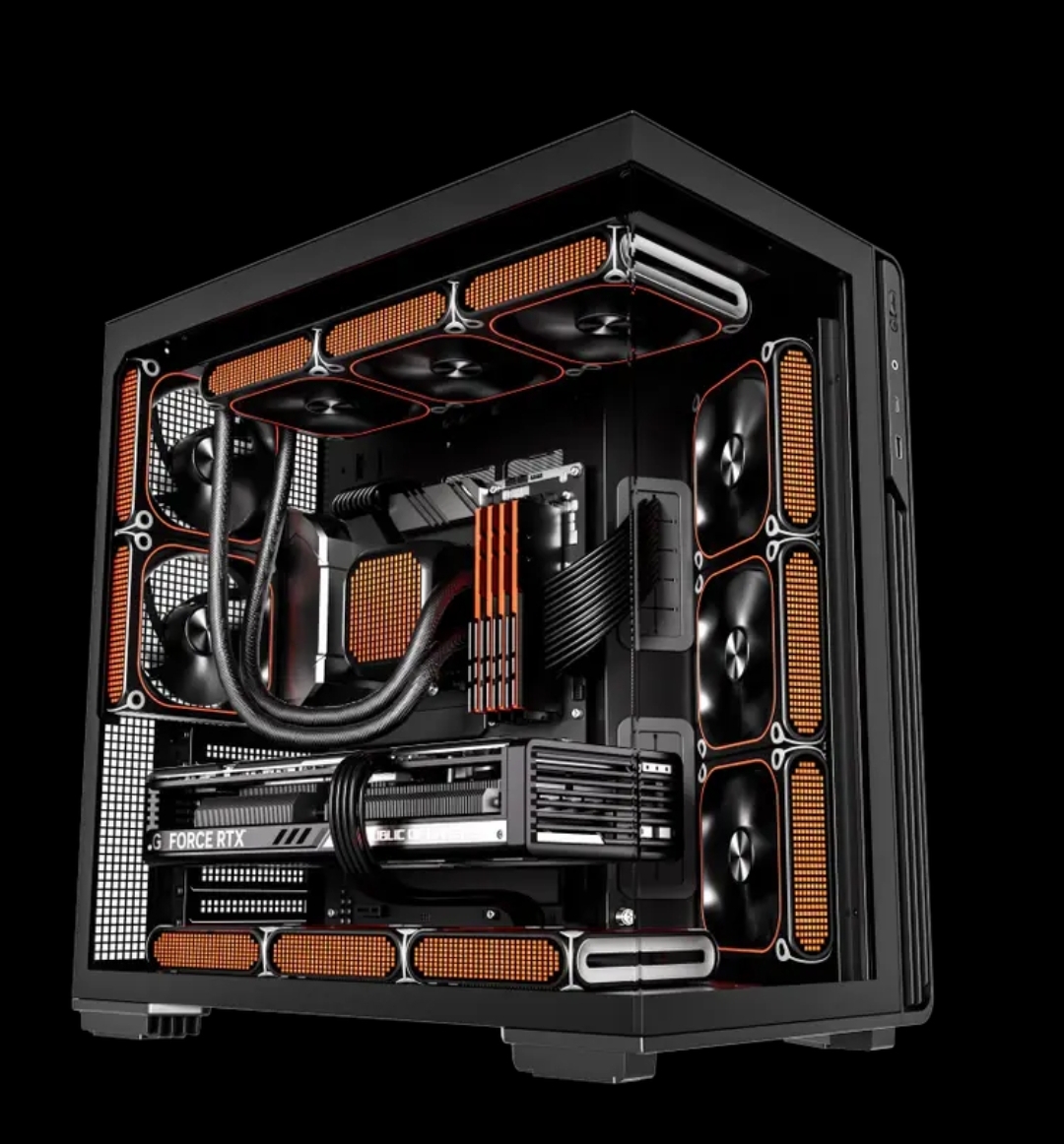 爱国者星璨霄 黑色 游戏电脑台式主机箱 ATX主板/海景房/5090显卡