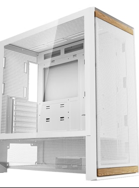 爱国者御风F100 白色电脑主机箱 ATX主板/木艺风道/散热风道机箱