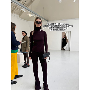 针织打底上衣 courregess富美黑紫定染不规则长袖 林悠定制