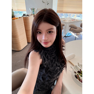 立体建筑感上衣 林悠定制 短款 alaiaa马海毛一套好重工无袖