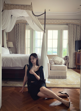 林悠 定制【valentin*芳龄富婆vtg真丝短上衣+100%醋酸半裙套装】