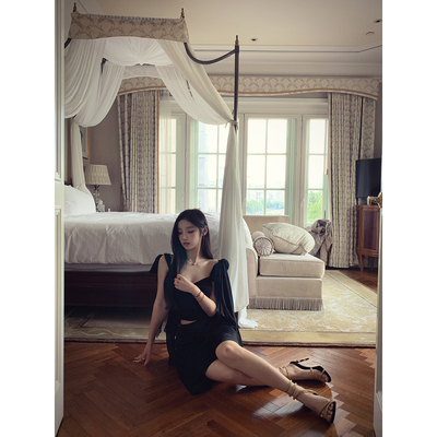 林悠 定制【valentin*芳龄富婆vtg真丝短上衣+100%醋酸半裙套装】