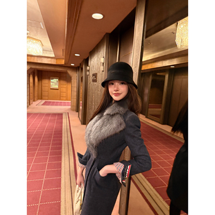 vintage 羊毛 狐狸毛重工长款 林悠定制 贵气感显白大衣