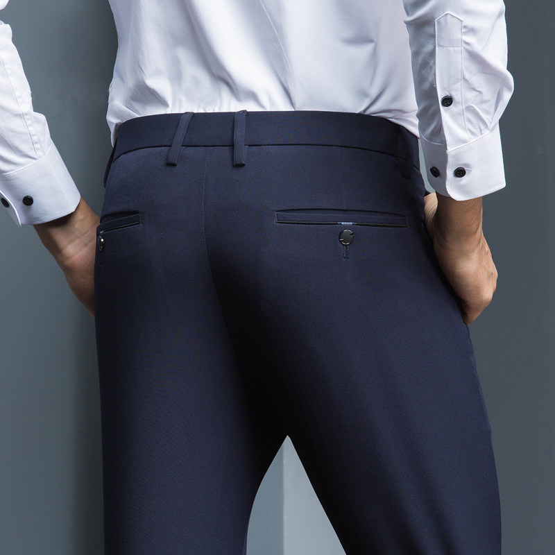 Men's Slim and Non-iron Suit Pants Summer Thin Business Suit Black Suit Pants Professional Leisure Pants