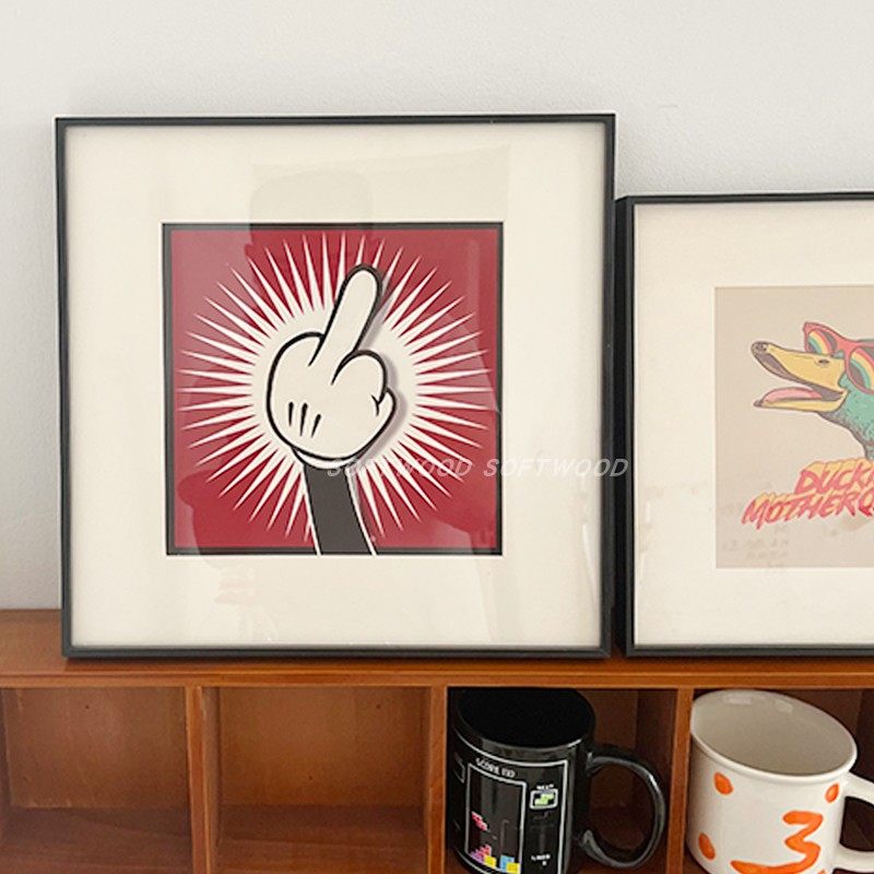 「softwood」mickey`sfinger米奇中指搞怪趣味正方形装饰画小尺寸