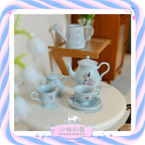 INS风茶壶/创意图案DIY茶具套装娃娃屋配件迷你微缩模型玩具D570