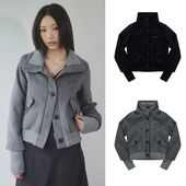 毛呢外套夹克外套上衣女 2025秋冬韩版 宽松休闲百搭立领短款 ason