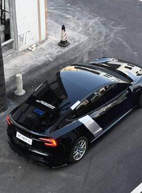 适用于特斯拉model3车贴拉花车身贴纸汽车两侧个性装饰贴画彩条