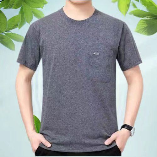 新品圆领短袖精梳棉T恤   爸爸装日常口袋衫纯色上衣夏中老年男装,男装,T恤,淘宝优惠券,粉丝福利购,淘宝优惠卷