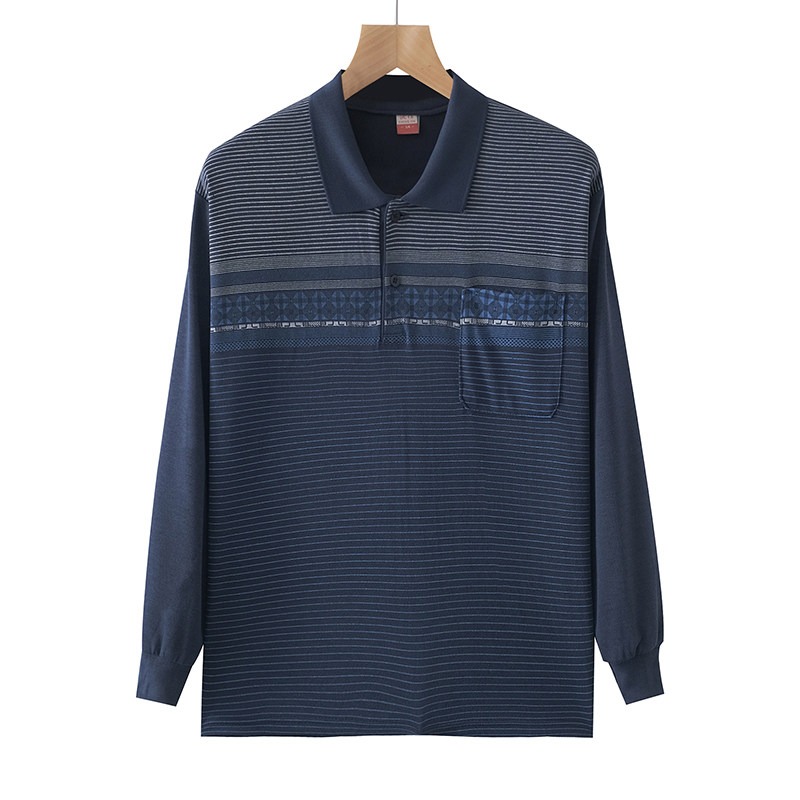 中老年爸爸装条纹菱形翻领T恤上衣  春秋季节休闲常规T恤衫口袋衫,男装,中老年上装,淘宝优惠券,粉丝福利购,淘宝优惠卷
