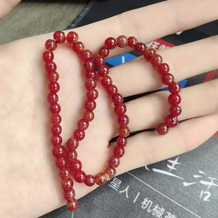 3452卡6红琉璃珠一条 上