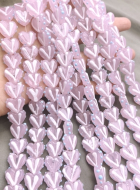 y09 18mm立体心形琉璃扁珠一条