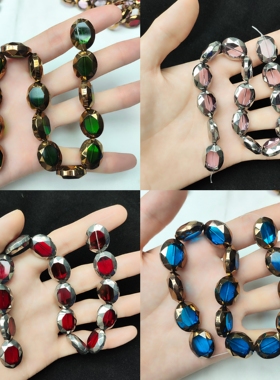 16x20cm选色椭圆形金边银边玻璃扁珠