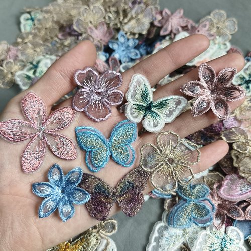 刺绣蝴蝶花随机100个 不止图片款式