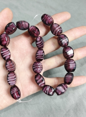 s175 12x12x18mm螺旋纹紫色琉璃珠一条