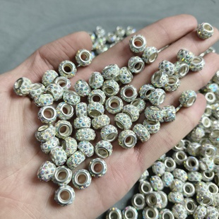 706 10mm半斤约350个陶泥幻彩钻球隔珠孔4.5mm