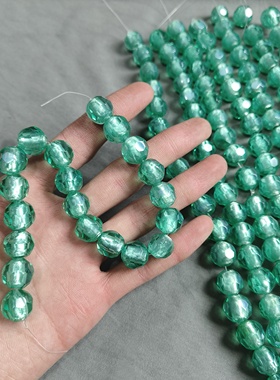 s150 14mm薄荷绿银箔琉璃球珠一条