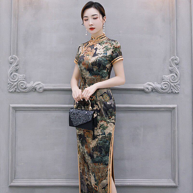 金陵十三钗老上海复古妈妈民国风旗袍长款走秀演出高端大气上档次