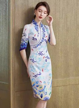 海航空姐制服职业装女夏气质旗袍连衣裙售楼部迎宾礼仪工作服套装