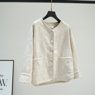 上衣 宽松超好看新中式 小香风国风圆领刺绣短外套女2026春季 新款