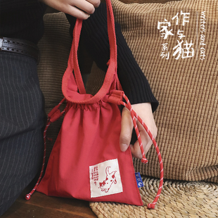 后浪官方 作家与猫红色系列文创 狄更斯小斜挎包 文化创意手机杂物收纳包 便携单肩包 文艺新年礼物