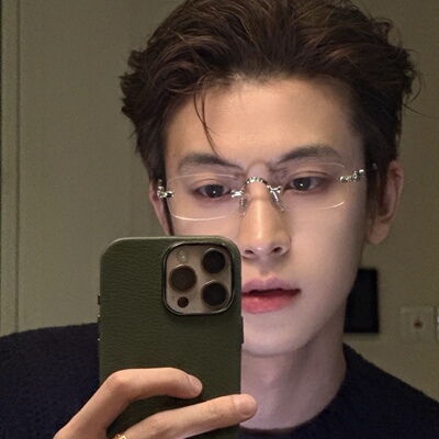 cortis安乾镐同款无框眼镜潮男女斯文痞帅钻石切边素颜近视眼镜架