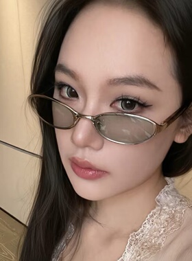 老钱风金属椭圆墨镜女款2026新款高级感防紫外线水银太阳眼镜近视