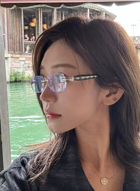 韩版无框切边y2k辣妹防蓝光眼镜女素颜纯欲高智感可配度数近视镜