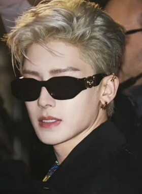 侯明昊同款欧美复古偏光墨镜男女菱形金属大标个性嘻哈痞帅太阳镜