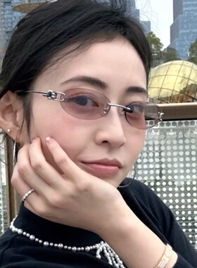 新款2026无边框椭圆形墨镜女Y2K渐变水银太阳镜辣妹高级防紫外线
