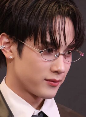 弗荚java同款gm眼镜男款近视金属小框高级感眼睛镜框复古椭圆银框